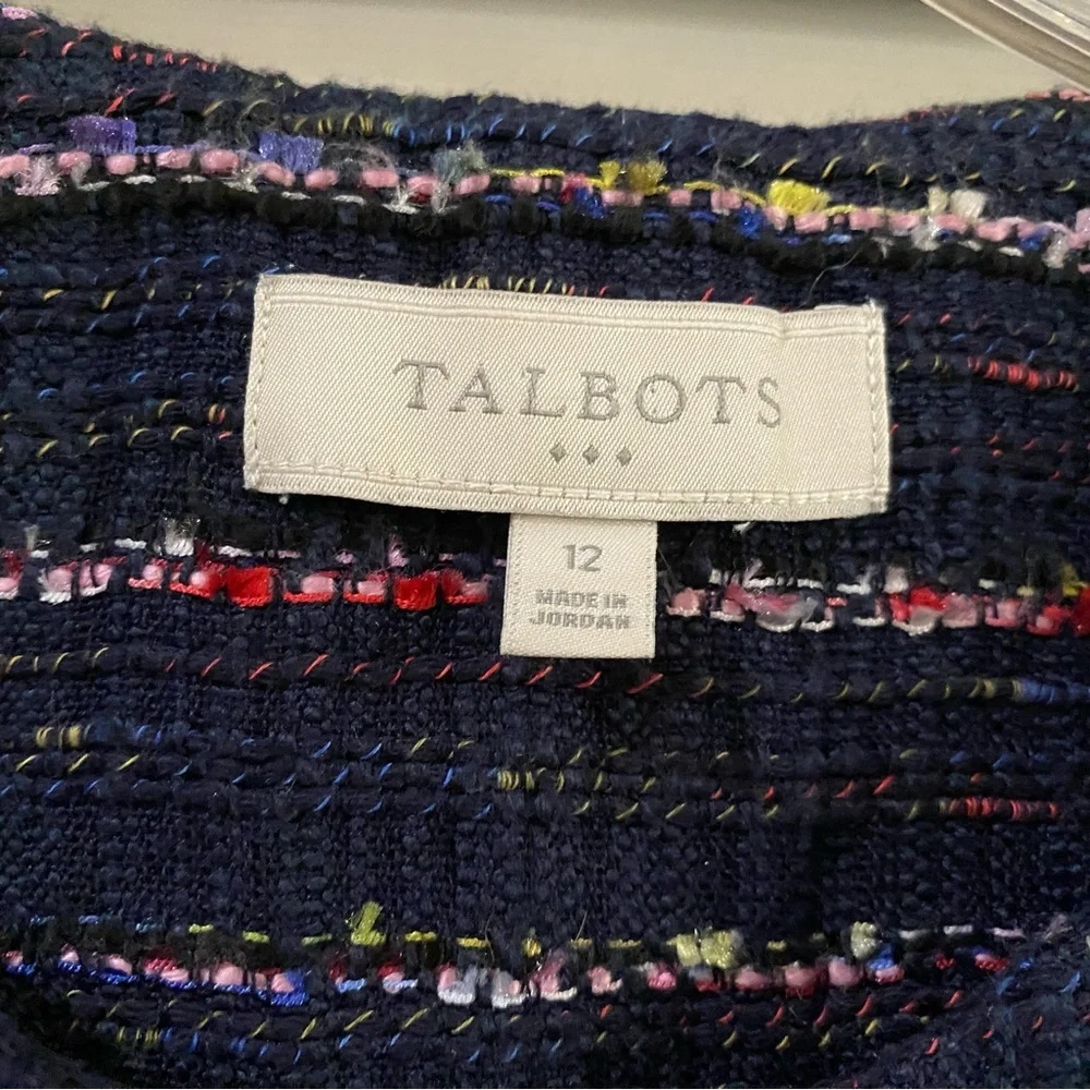 Talbots Factory Navy Rainbow‎ Confetti Tweed Jacket Size 12